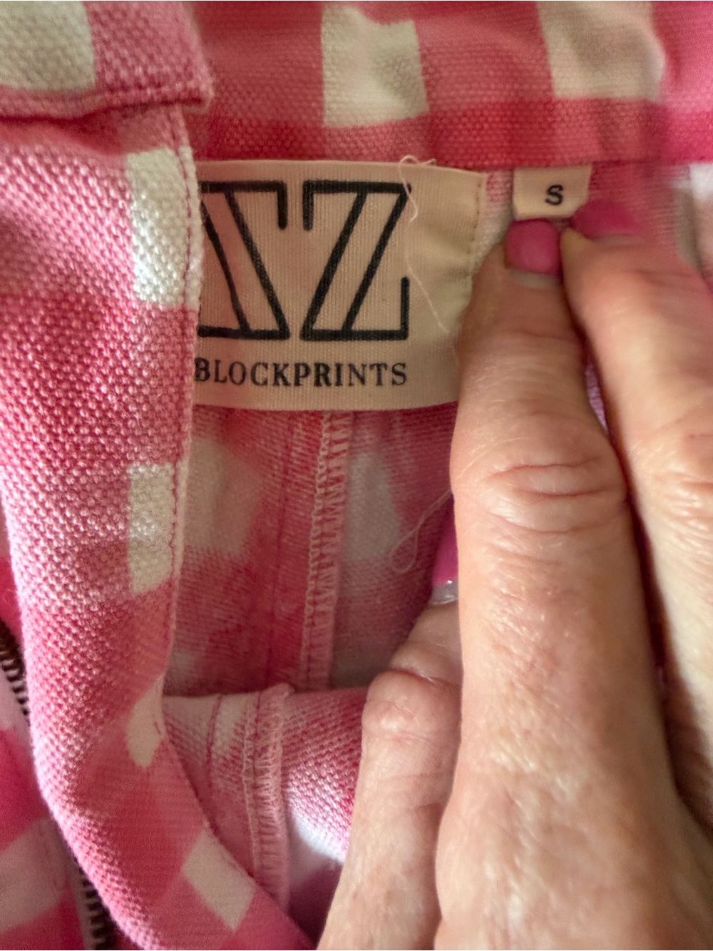 J. Crew and ZZ BLOCKPRINTS Pink and White Gingham Wide-Leg cropped jeans - Picture 4 of 4